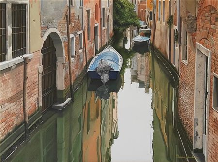 CLAUDIO SCANDURA Quiete nel canale, 2018 olio su tela cm 60x80