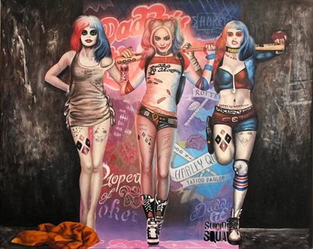 ALEX CAMINITI Harley Quinn Tecnica mista su tela cm 80x100