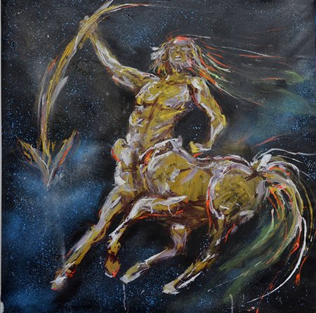 FLAVIA MANTOVAN Sagittario, serie segni zodiacali Tecnica mista su tela cm 90x90