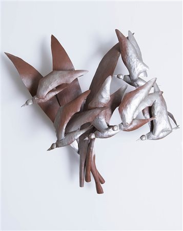 Olivier Parayre (XX-XXI sec.), Applique in ferro dipinto, 1979. Stormo di...