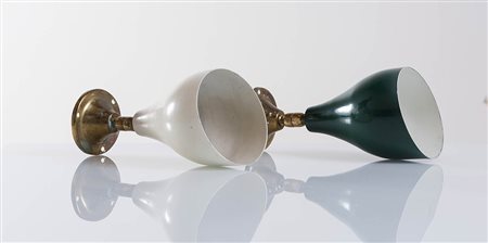 Coppia di spot, Produzione Italiana, Anni ‘50. Diffusore in alluminio laccato...