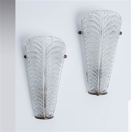 Coppia di appliques di forma conica, Produzione Muranese, Anni ‘30. Struttura...