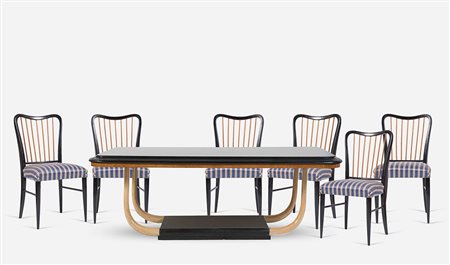 Grande Tavolo da pranzo rettangolare completo di sei sedie, Produzione...