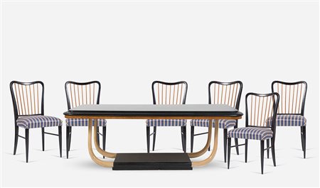 Grande Tavolo da pranzo rettangolare completo di sei sedie, Produzione...