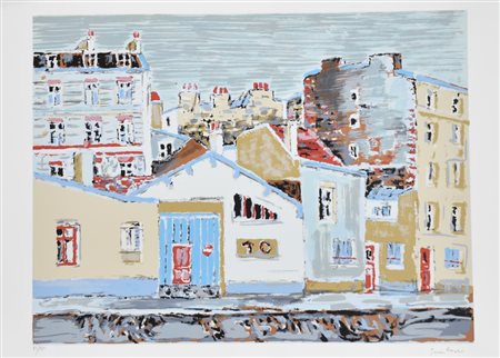 Orfeo Tamburi Veduta Parigina litografia su carta, cm 50x70 esemplare 87/150...