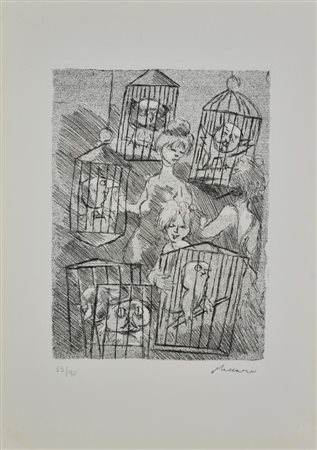 Mino Maccari SENZA TITOLO incisione su carta, cm 49x35 (lastra cm 32,6x24,4)...