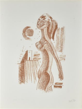 Mario Tozzi NUDO FEMMINILE litografia su carta, cm 63x47 esemplare prova di...