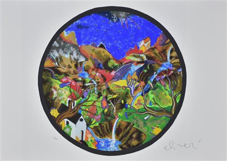 Luca Alinari Paesaggio Notturno serigrafia su carta Fabriano, cm 50x70...