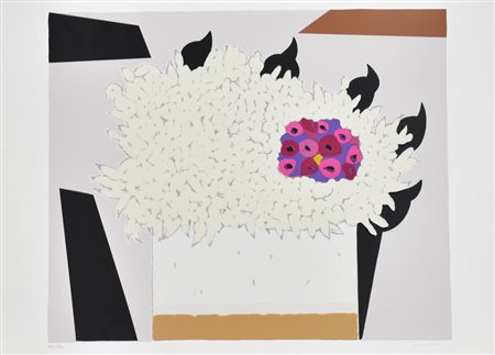 Concetto Pozzati Vaso con Fiori serigrafia su carta, cm 50x70 esemplare 121...