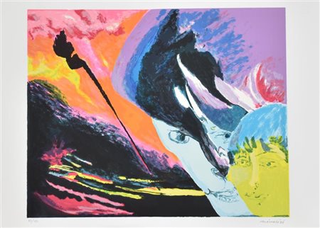 Remo Brindisi Senza titolo litografia su carta, cm 50x70 esemplare 19 su 150...