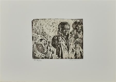 Aligi Sassu LA STRADA incisione su carta, cm 28x38 (lastra cm 13x16)...