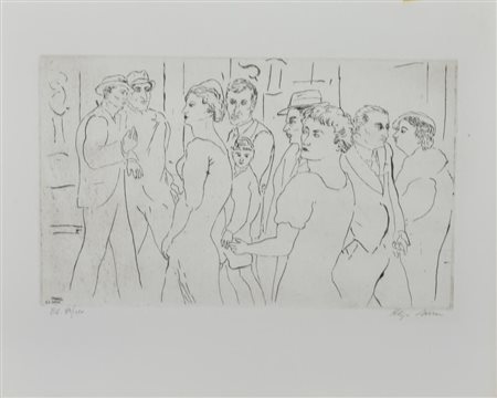 Aligi Sassu LA STRADA incisione su carta, cm 32x38 (lastra cm 19x31)...