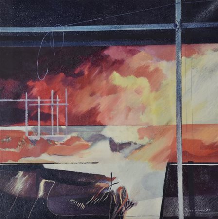 Franco Signorini Visione olio su tela, cm 50x50 sul fronte: firma e data sul...