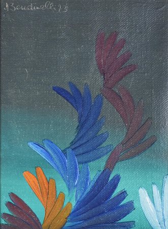 Vincenzo Bendinelli DAGLI STUDI DEL SUBCOSCIENTE: FIORI olio su tela di juta,...