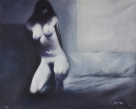 Ugo Spezi INTERNO CON MODELLA olio su tela, cm 40x50 sul fronte: firma sul...