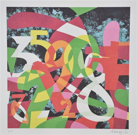 Ugo Nespolo Senza titolo litografia su carta, cm 48x48 esemplare prova...