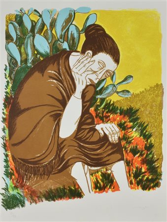 Giuseppe Migneco MALIA D'INVERNO litografia su carta, cm 63x48 esemplare 21...