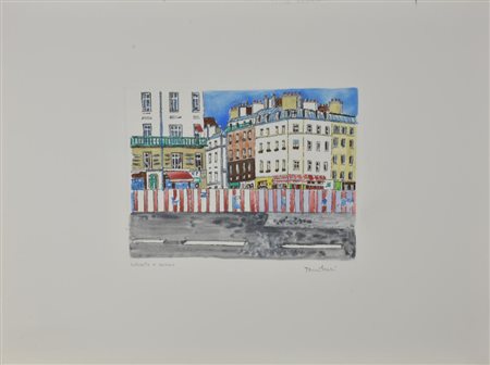 Orfeo Tamburi PARIGI incisione colorata a mano, cm 45x60 (lastra cm 21x27)...