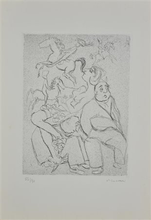 Mino Maccari SENZA TITOLO incisione su carta, cm 49x35 (lastra cm 32,6x24,4)...