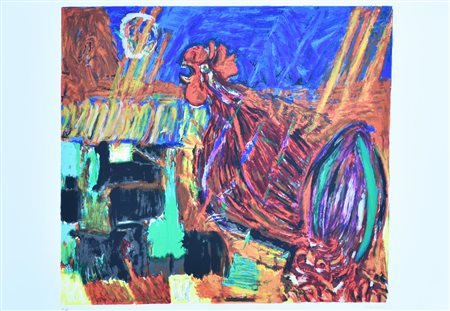 Bruno Cassinari Il Canto del Gallo litografia su carta, cm 50x70 esemplare...