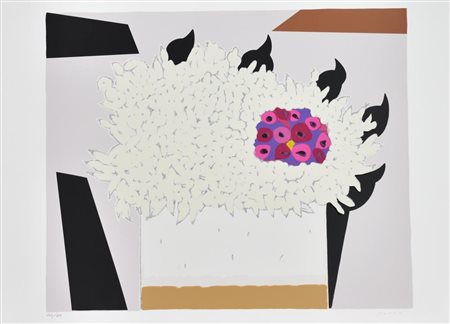 Concetto Pozzati Vaso con Fiori serigrafia su carta, cm 50x70 esemplare 122...