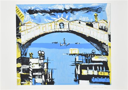 Remo Brindisi Venezia. Ponte di Rialto serigrafia su carta, cm 50x70...