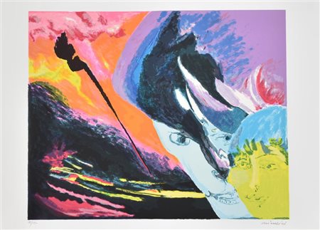 Remo Brindisi Senza titolo litografia su carta, cm 50x70 esemplare 18 su 150...