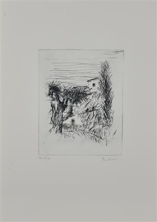 Orfeo Tamburi CAMPAGNA ROMANA acquaforte su carta, cm 49x36 (lastra cm...