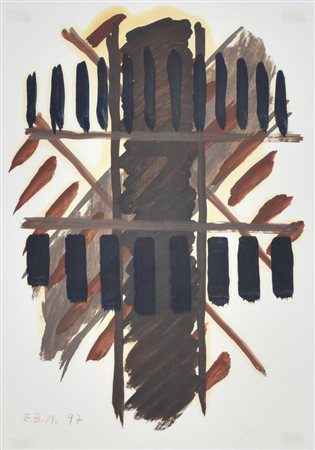 Emiliano Bonfanti Senza titolo tempera su carta, cm 29,5x21 sul fronte: firma...