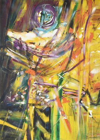 Antonio Donadei SENZA TITOLO olio e aerografo su tela, cm 70x50 sul fronte:...