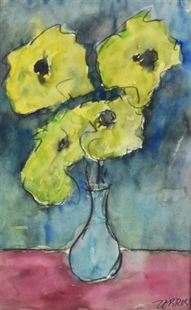 Heinrich Zobrist LOTTO COMPOSTO DA 5 OPERE - VASO CON FIORI GIALLI, tecnica...