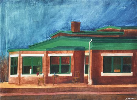 Walther Jervolino FIGURA ALLA FINESTRA olio su tela, cm 50x70 sul fronte: firma