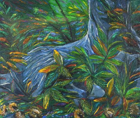 Giuseppe Piccardo IL CASTAGNO 1988 olio su tela, cm 50x60 sul fronte: firma...