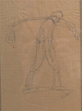 Lorenzo Viani, Soldato, 1917 - 1918 Inchiostro su carta, 18cm x 13cm....