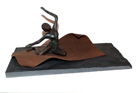 Claudio Caporaso, Ballerina su tappeto, 2011 Bronzo cuoio e ardesia, 16cm x...
