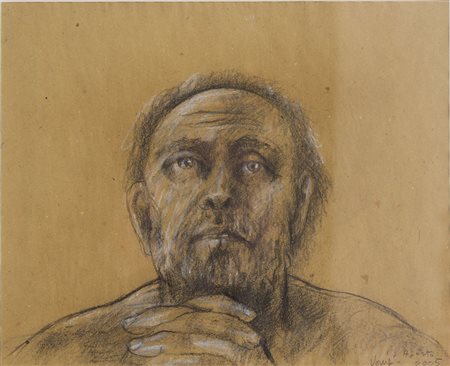 Giuliano Vangi, Uomo in preghiera, 2005 Mista su carta, 25cm x 35cm. Firmato...