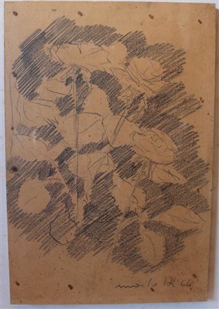Ennio Morlotti, Fiori, 1966 Matita grassa, 37cm x 25cm. Etichetta Sant'Erasmo...