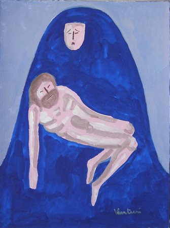 Venturino Venturi, Pietà, Tempera su carta, 36cm x 26cm. Archivio Venturino...