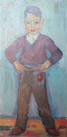 Arturo Checchi, Ritratto di adolescente, 1954 Olio su tela, 120cm x 60cm....