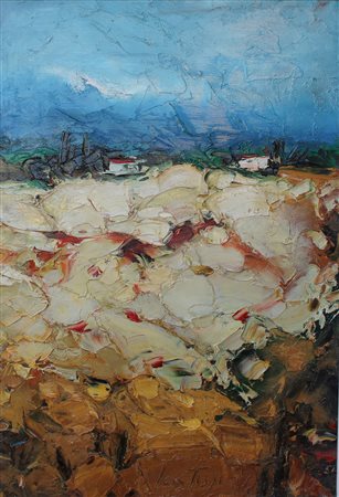 Sergio Scatizzi, Paesaggio, Olio su tavola, 56cm x 38cm. Autentica su foto...