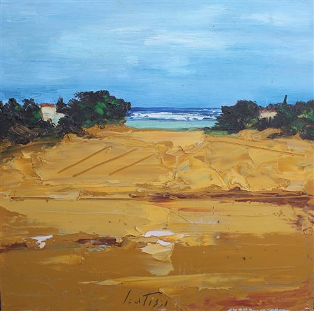 Sergio Scatizzi, Visione marina, 2000 Olio su tavola, 50cm x 50cm. Autentica...