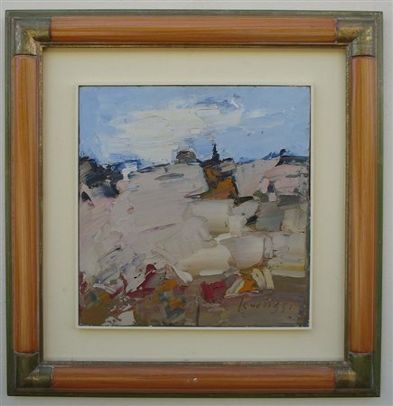 Sergio Scatizzi, Paesaggio, Olio su tavola, 45cm x 43cm. Autentica su foto...