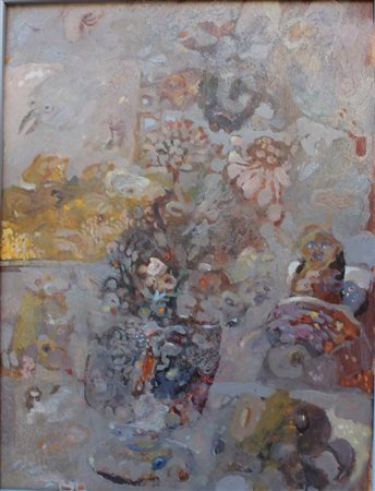 Antonio Possenti, A letto in primavera, 1970 Olio su tavola, 40cm x 30cm....