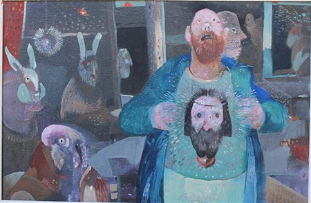 Antonio Possenti, Vincent predica sul burinage, 1990 Olio su cartone telato,...