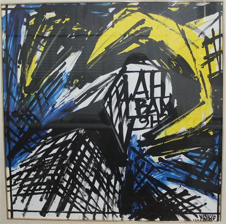 Vinicio Berti, Incontro scontro a H Ban 9 H, 1986 Acrilico su tela, 70cm x...