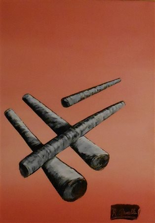 Renzo Gianella, Elementi nel vuoto, 2015 Smalto su tela, 70cm x 50cm....