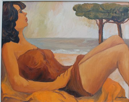 Stefano Puleo, Figura sdraiata, 1998 Olio su tela, 40cm x 50cm. Firmato...