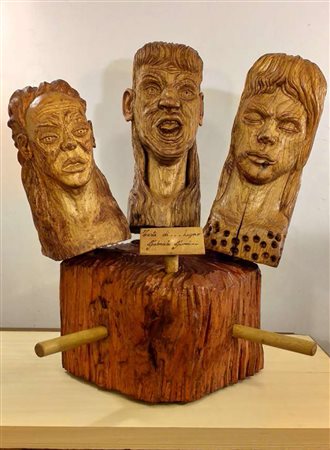 Gabriele Giardini, Teste di … legno, 2008 Scultura in legno, 58cm x 48cm x...