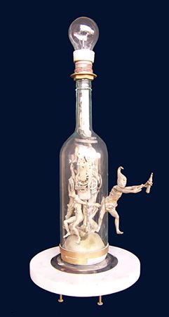 Augusto Poderosi, Messaggero illuminante, 2001 Bronzo vetro marmo, 46cm x...