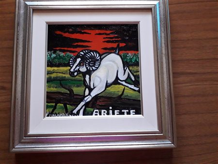 Luigi "Billy" Malaman, Ariete, 2000 Tecnica mista su vera pelle, 40cm x 40cm....